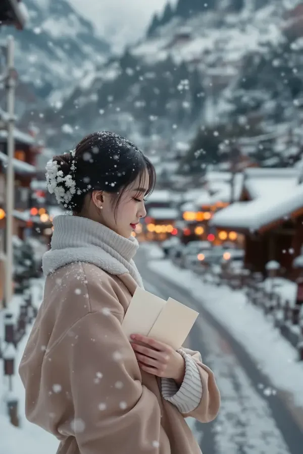 情书雪中信纸海报